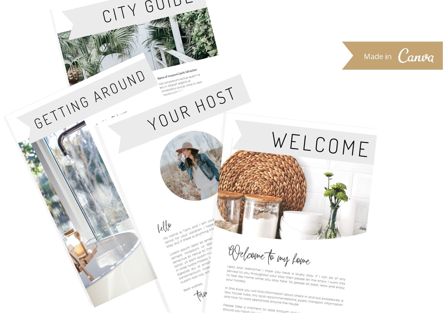 Airbnb Welcome Book Template, Editable Canva Welcome Guide, Air bnb House manual, Superhost eBook, Host signs, Signage, Nutmeg