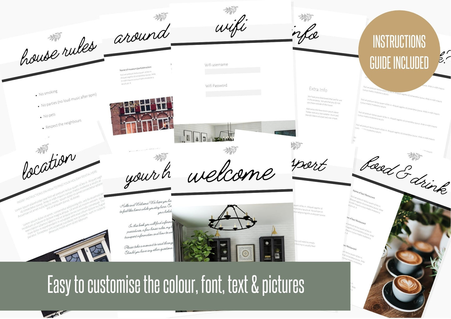 Welcome Book Template | Canva Template | AirBnb | Host Guide | Welcome Book | Home Rental Guidebook | Vacation Guide | Carbon Grey