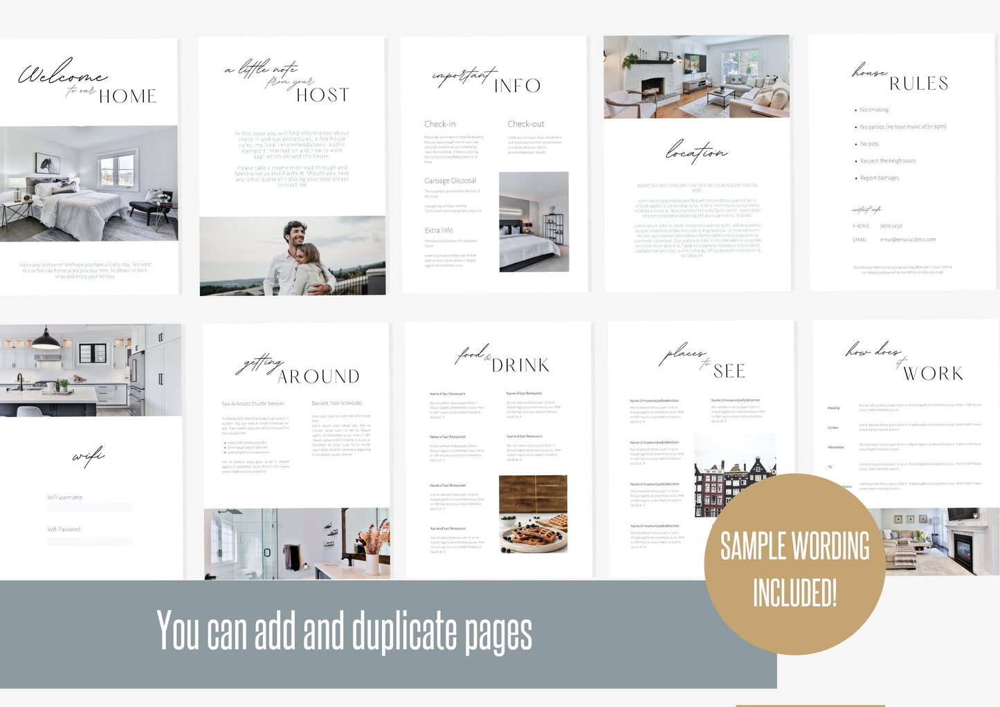 Welcome Book Template | Airbnb Welcome Guide | Editable Canva Airbnb | House manual Superhost eBook | Host signs | VRBO | Thistle