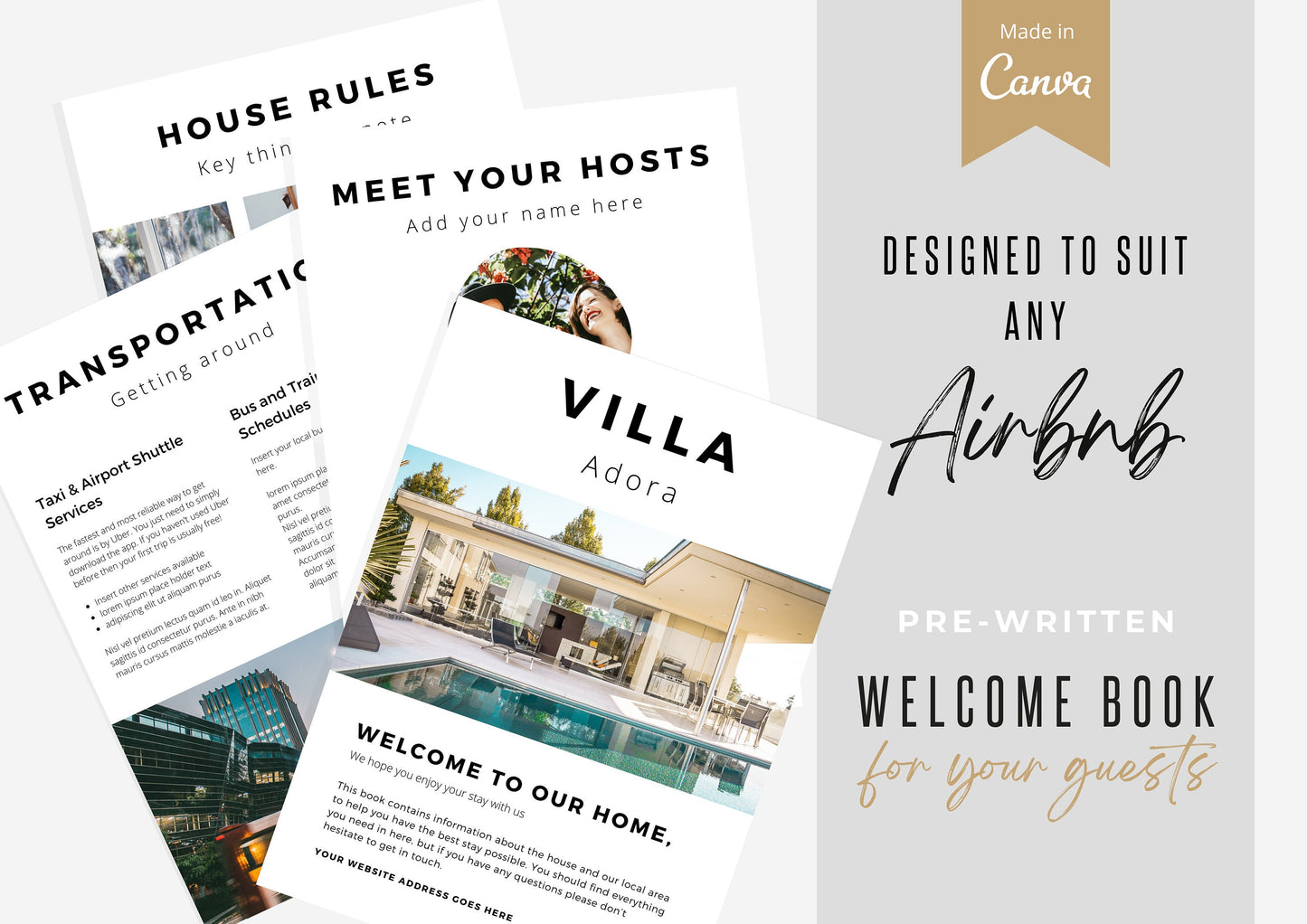 Welcome Guest Book Template | Canva Template | AirBnb | Host Guide | Welcome Book | Home Rental Guidebook | Vacation Guide | Cove