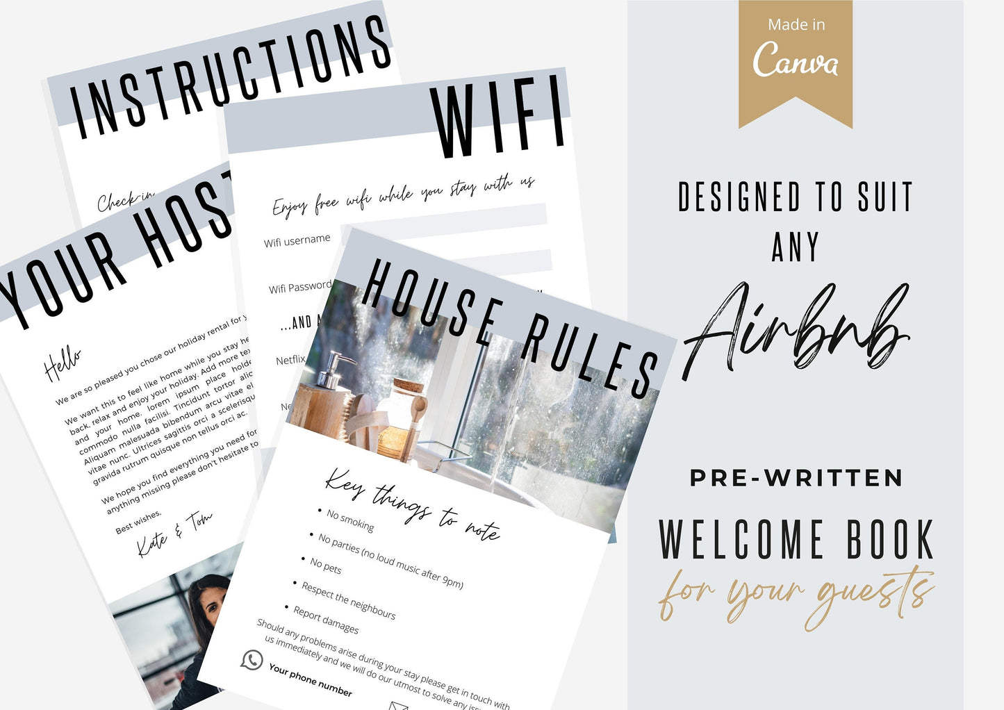 Airbnb Welcome Book | AirBnb | VRBO | Welcome Book | Airbnb Printable | Home Rental Guidebook | Vacation Guide | Airbnb Host | Blue Horizon