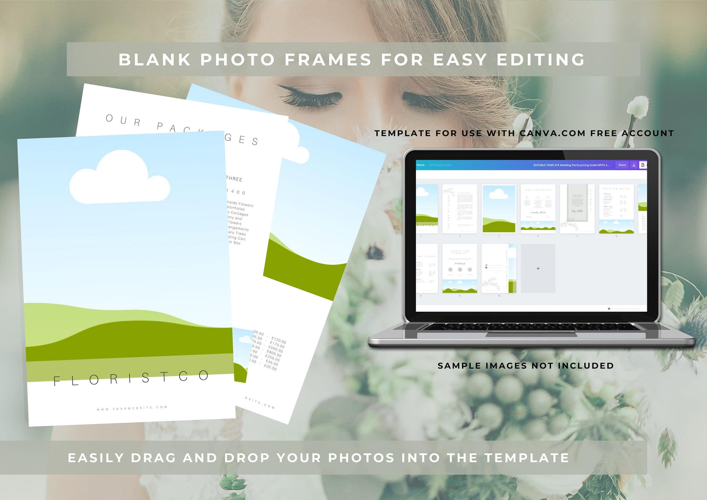 Editable Pricing Guide Template for Wedding Florists - Florist Templates - Elegant customisable Business Brochure to showcase your business.