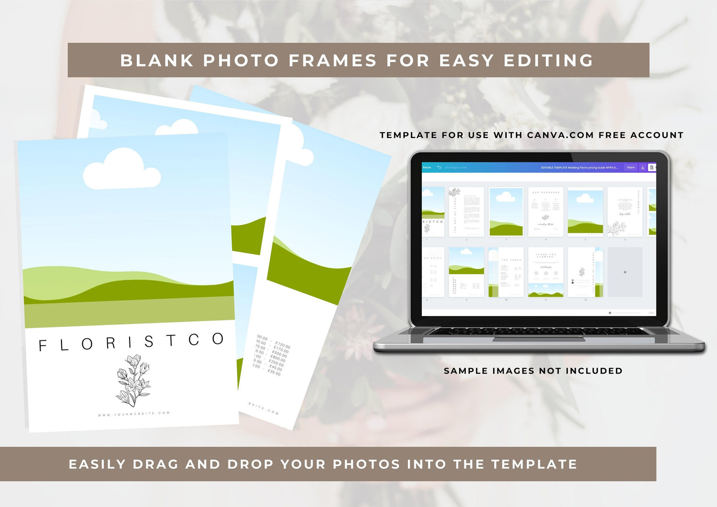 Wedding Florist Pricing Guide Template - Easily Customise Your Floral Offerings With This Editable and Stylish Florist Brochure Template.