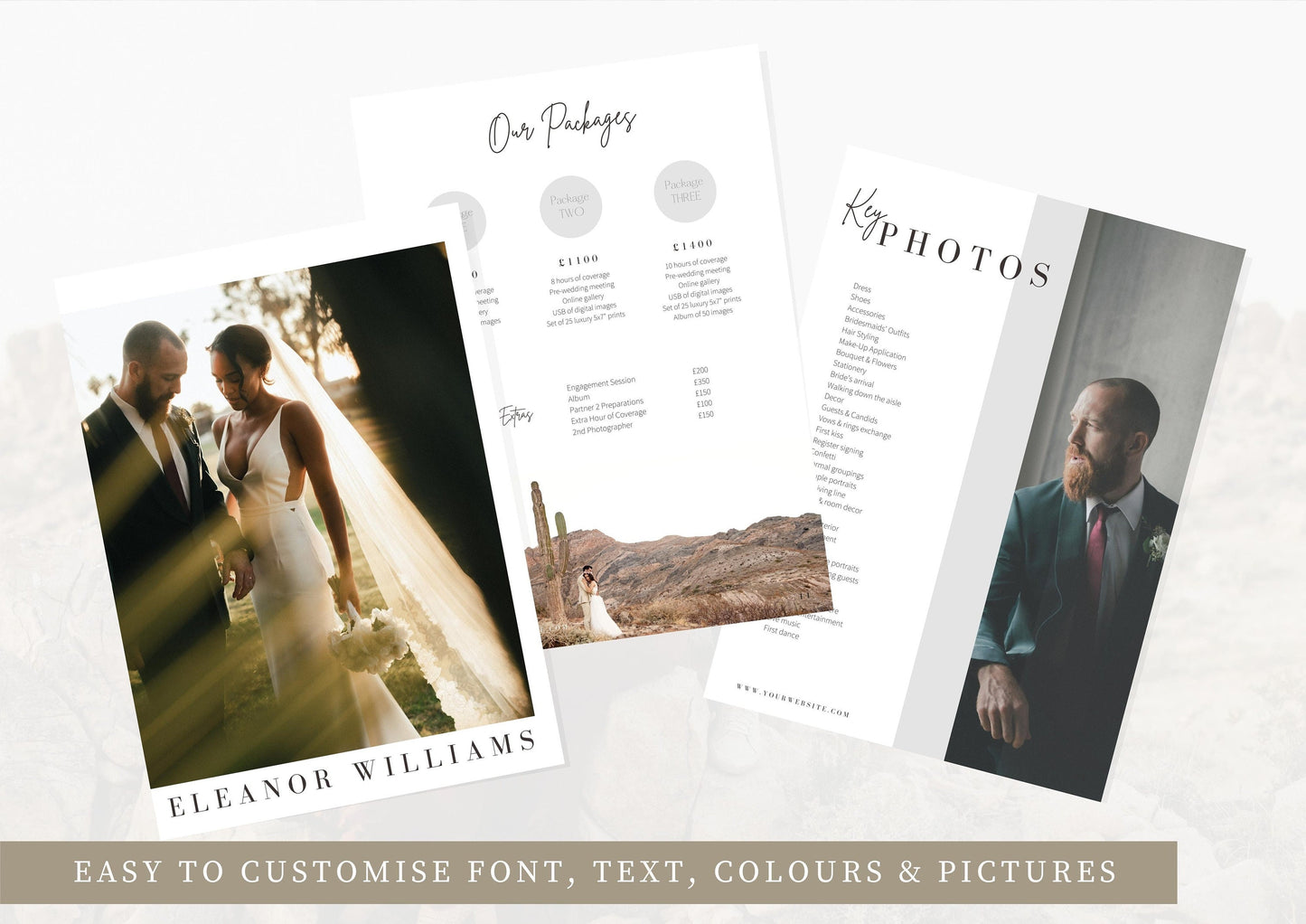 Wedding Photography Pricing Guide and Portfolio Brochure Template Fully Customisable To Suit Your Brand