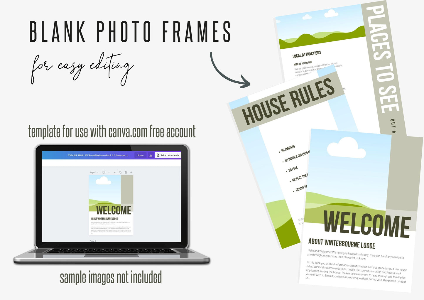 AirBnb Welcome Book Template | AirBnb | VRBO | HomeAway | Editable Home Rental Book | Home Rentals | Lodge Inns