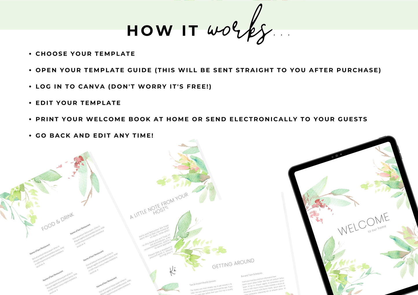 Welcome Book Template | Canva Template | AirBnb | Host Guide | Welcome Book | Home Rental Guidebook | Vacation Guide | Spearmint Green