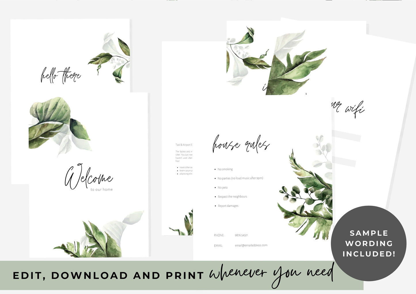 Welcome Book Template | Canva Template | AirBnb | Host Guide | Welcome Book | Home Rental Guidebook | Vacation Guide | Tropical Leaves