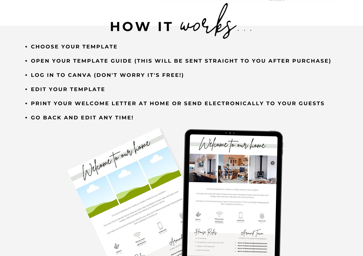 Welcome Letter | Canva Template | AirBnb | Host Guide | Airbnb Host Welcome Letter | Home Rental Welcome Letter | A4 | Shadow Mist