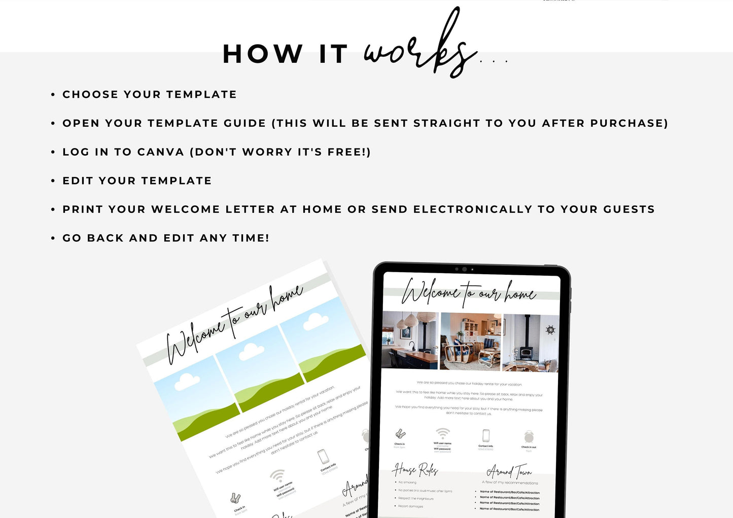 Welcome Letter | Canva Template | AirBnb | Host Guide | Airbnb Host Welcome Letter | Home Rental Welcome Letter | Shadow Mist