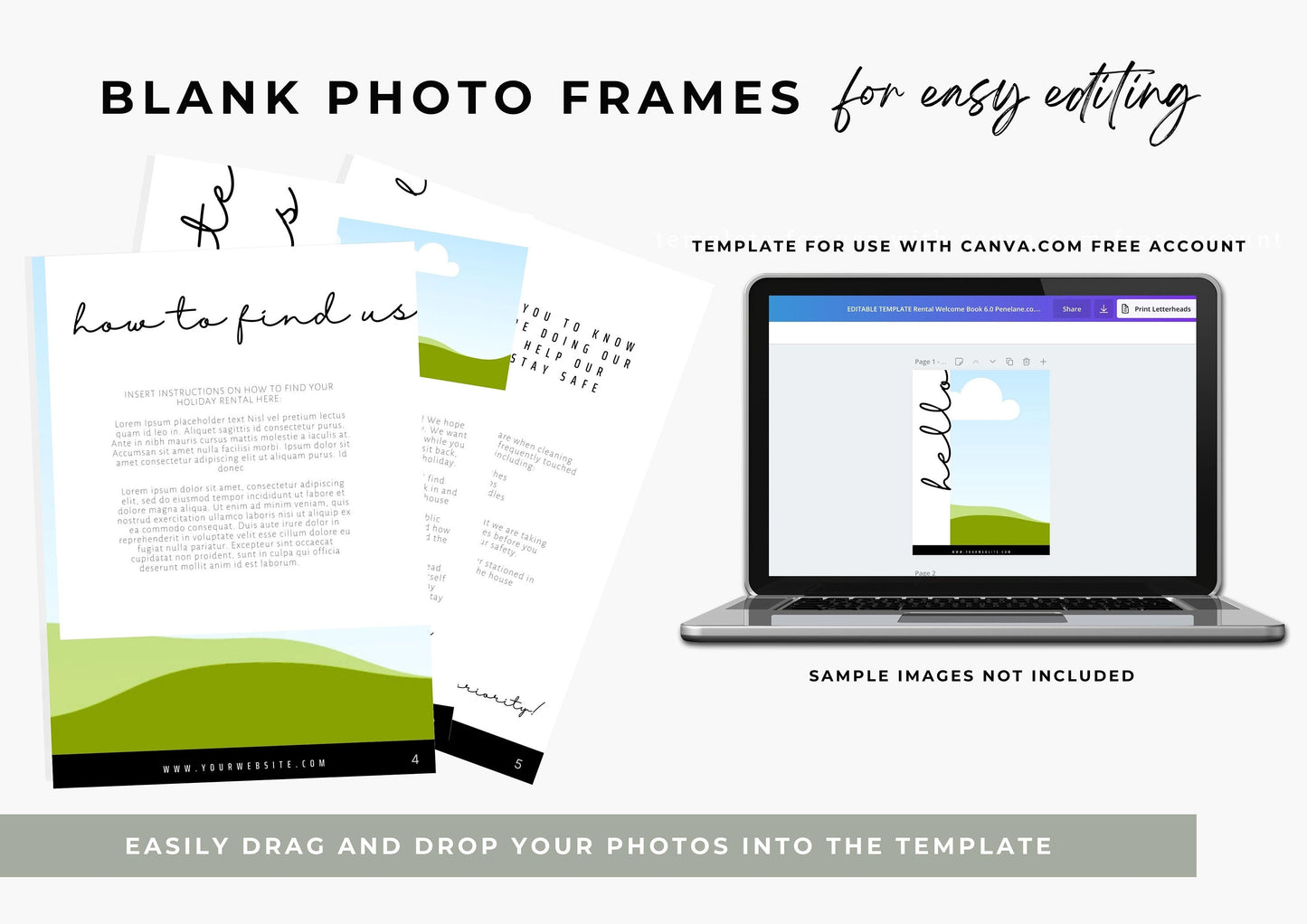 Airbnb Guest Welcome book, fully editable with pre-written text. Have all your information in one place, Woodland Barn