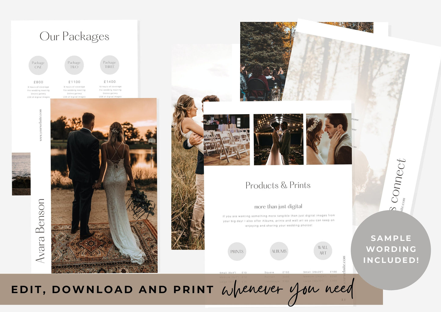 Elegant Wedding Photography Pricing and Portfolio Template Fully Customisable to suit your business and branding | Sunset Beach