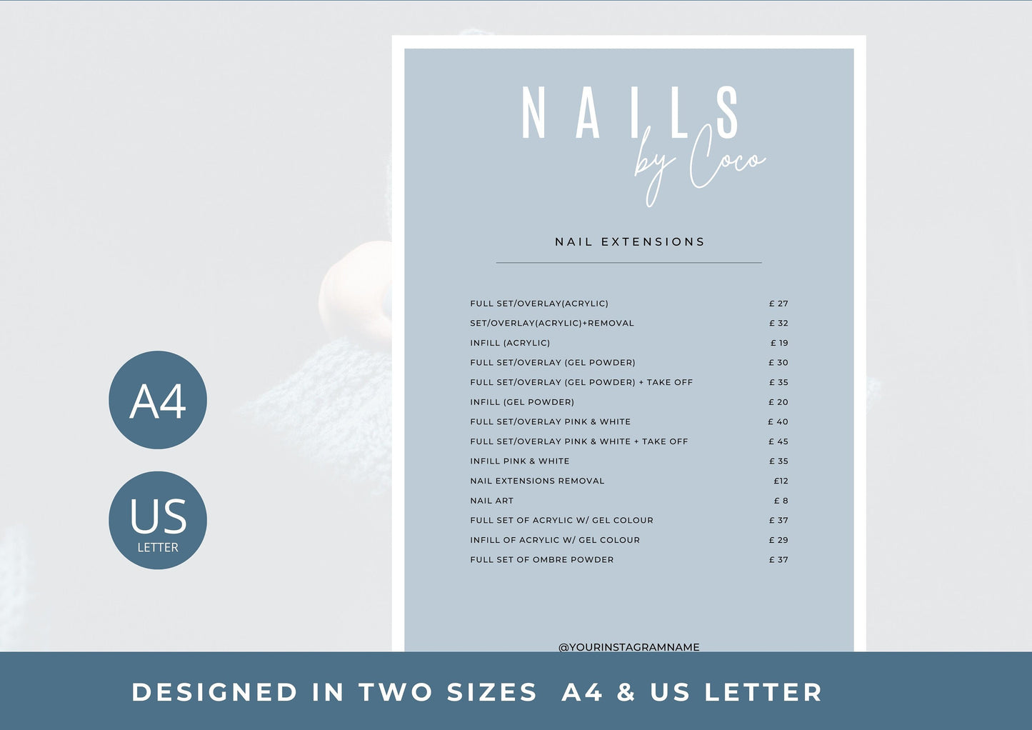 Nail Salon Services Pricing Menu | Pricing Guide | Nail Salon Template | Brochure Template | Business Template | Blue Lagoon