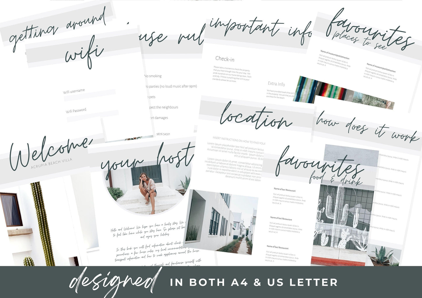 Airbnb Welcome Book | AirBnb | VRBO | Welcome Book | Airbnb Printable | Home Rental Guidebook | Vacation Guide | Airbnb Host | Cloud Grey