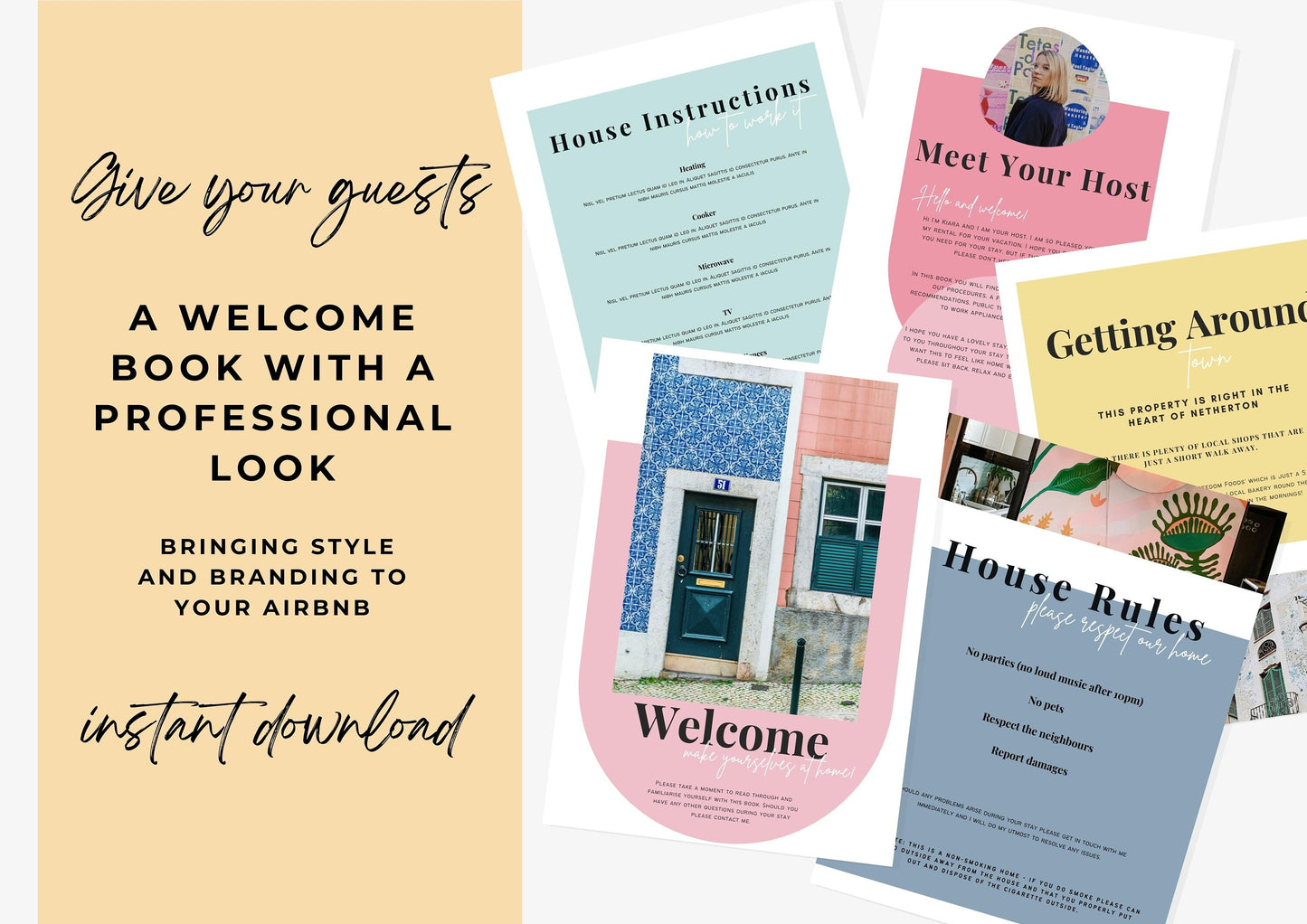PRE-WRITTEN to save you time, Airbnb Host Welcome Book, Easy to Edit Welcome Guidebook, Pastel Summer