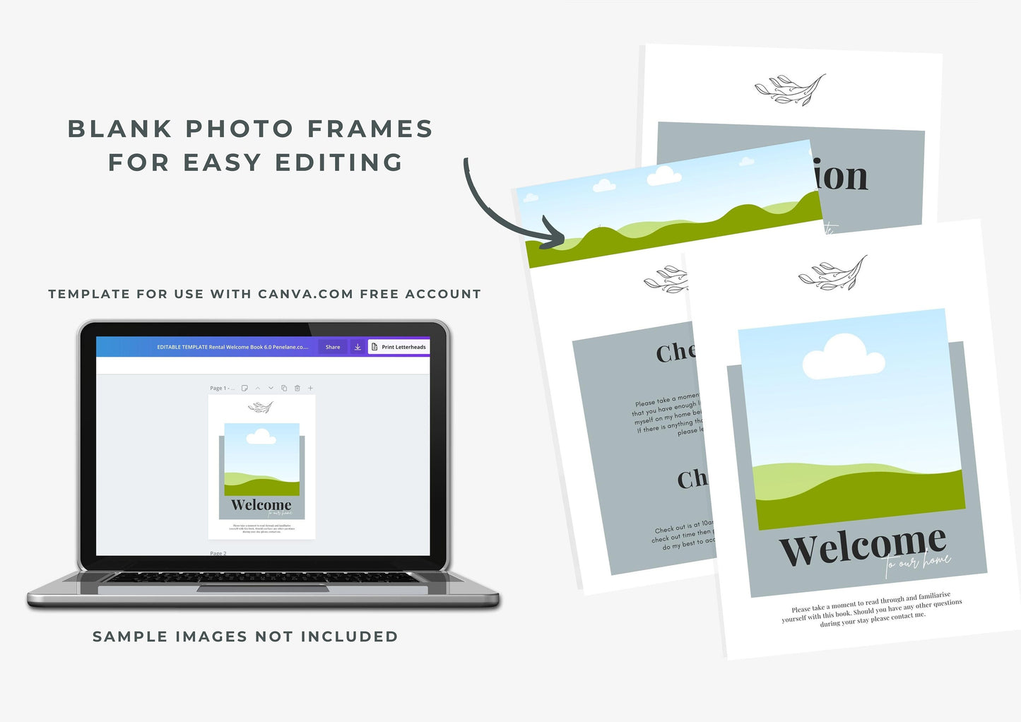 Welcome Book Template | Canva Template | AirBnb | Host Guide | Welcome Book | Home Rental Guidebook | Slate Blue