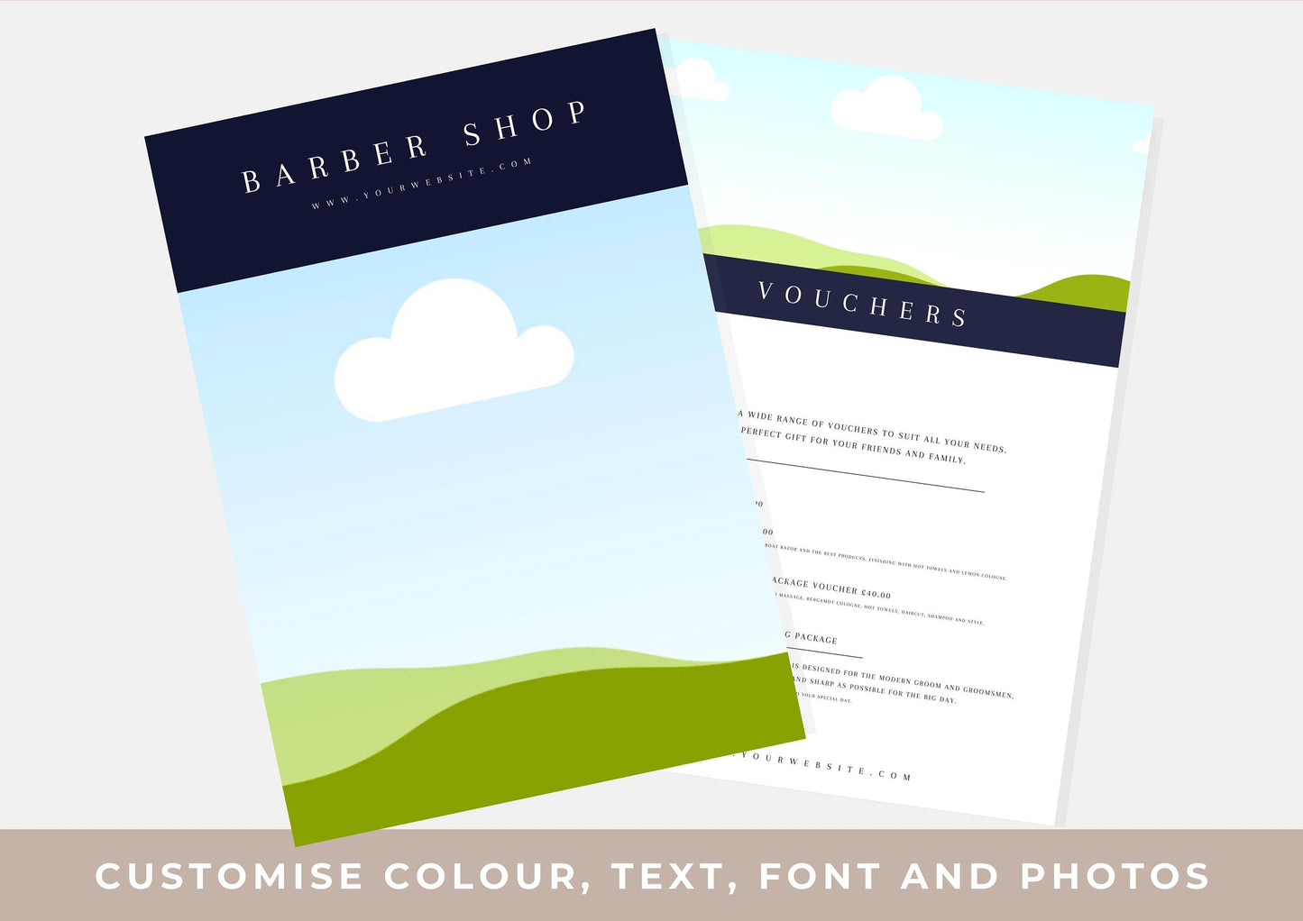 Barber Shop Editable Template for a Stylish and Professional Online Presence Dark Blue
