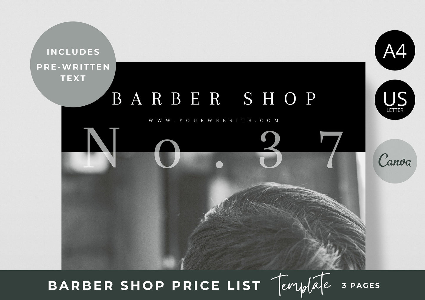 Modern and Stylish Template for Your Barber Business Professional Price List Template for Your Unique Barber Shop Brand Modern and minimal