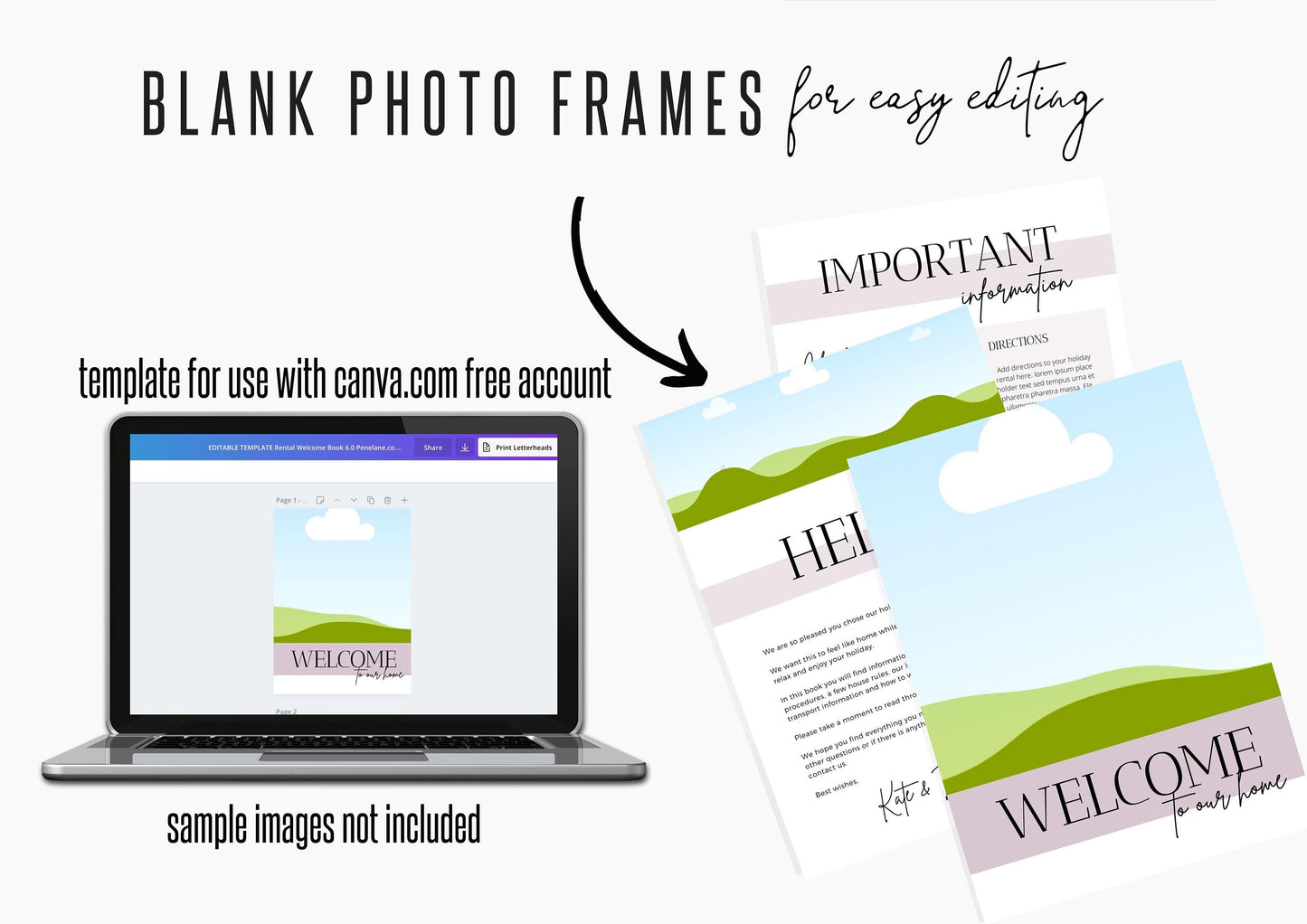 Welcome Book Template | Airbnb Welcome Guide | Editable Canva Airbnb | House manual Superhost eBook | Host signs | VRBO | Lavender