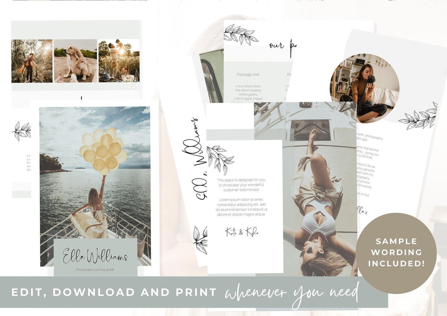 Photographer's Pricing Brochure for Clients - Customisable Template for Photographers - Photography Template - Digital Download