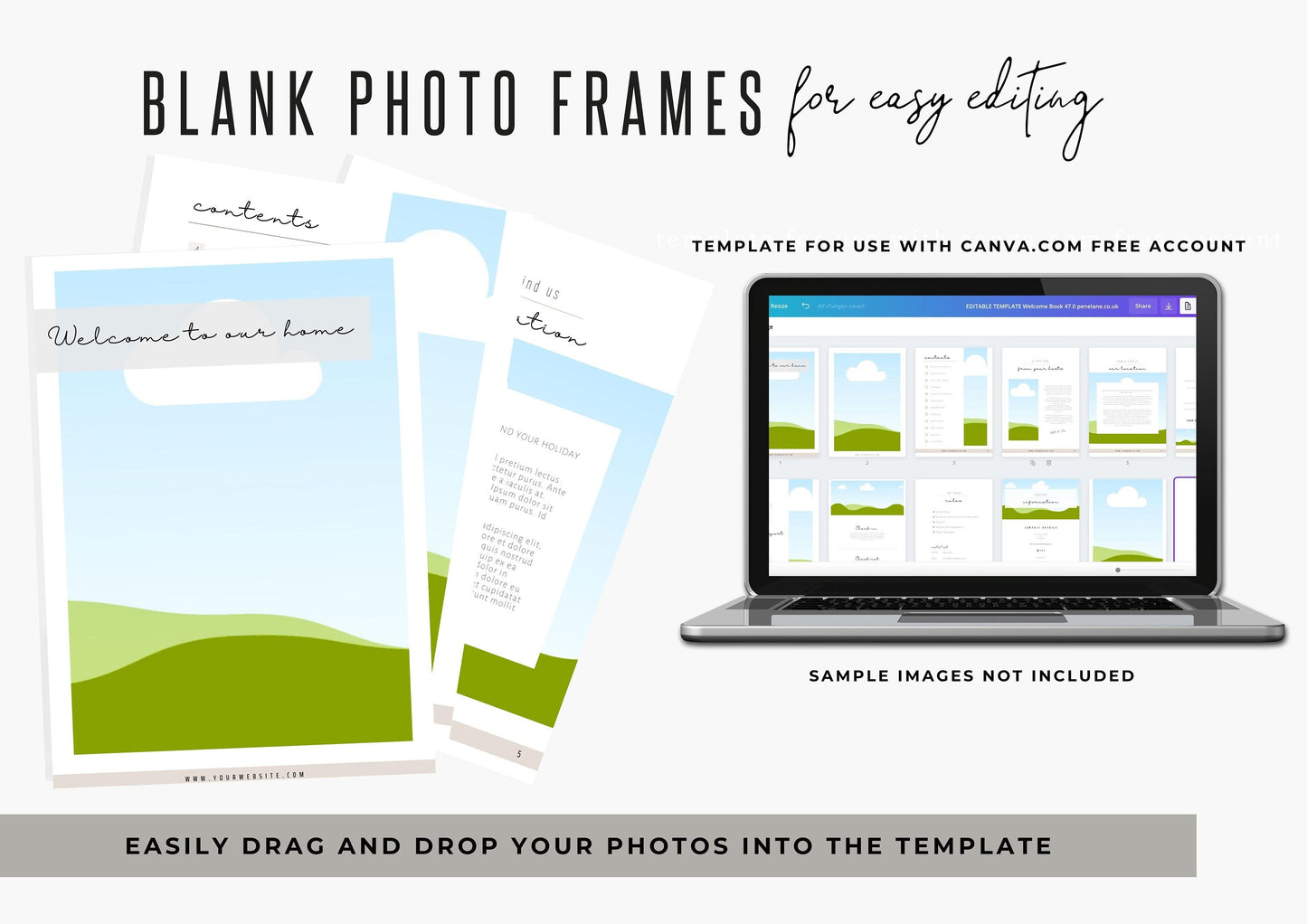 EDITABLE AIRBNB Welcome Book Template, pre-written text, easy to edit and print at home. Honeybee Cottage