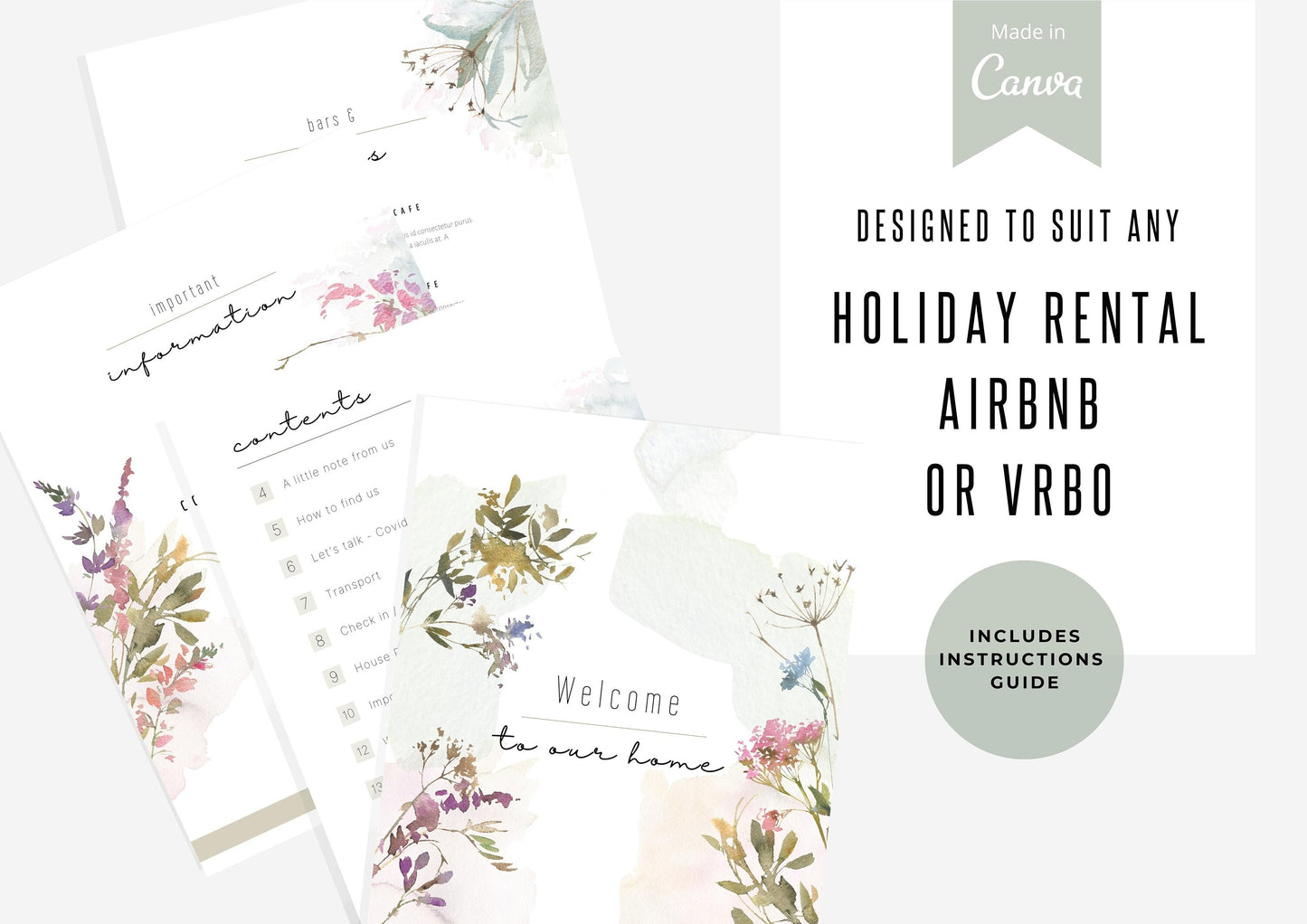Welcome Book Template | Canva Template | AirBnb | Host Guide | Welcome Book | Home Rental Guidebook | Vacation Guide | Into the meadows
