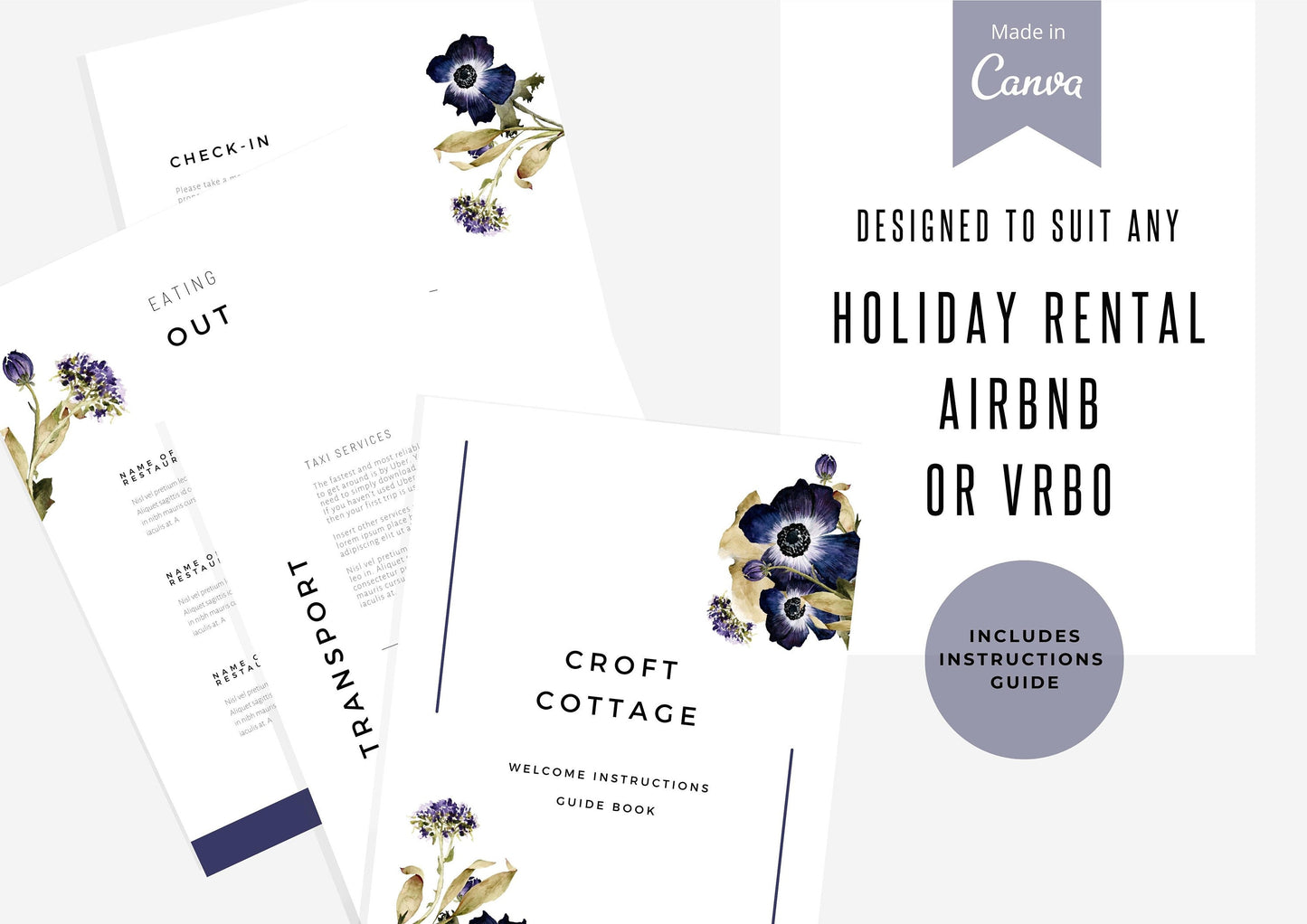 Welcome Book Template | Canva Template | AirBnb | Host Guide | Welcome Book | Home Rental Guidebook | Vacation Guide | Midnight Poppies