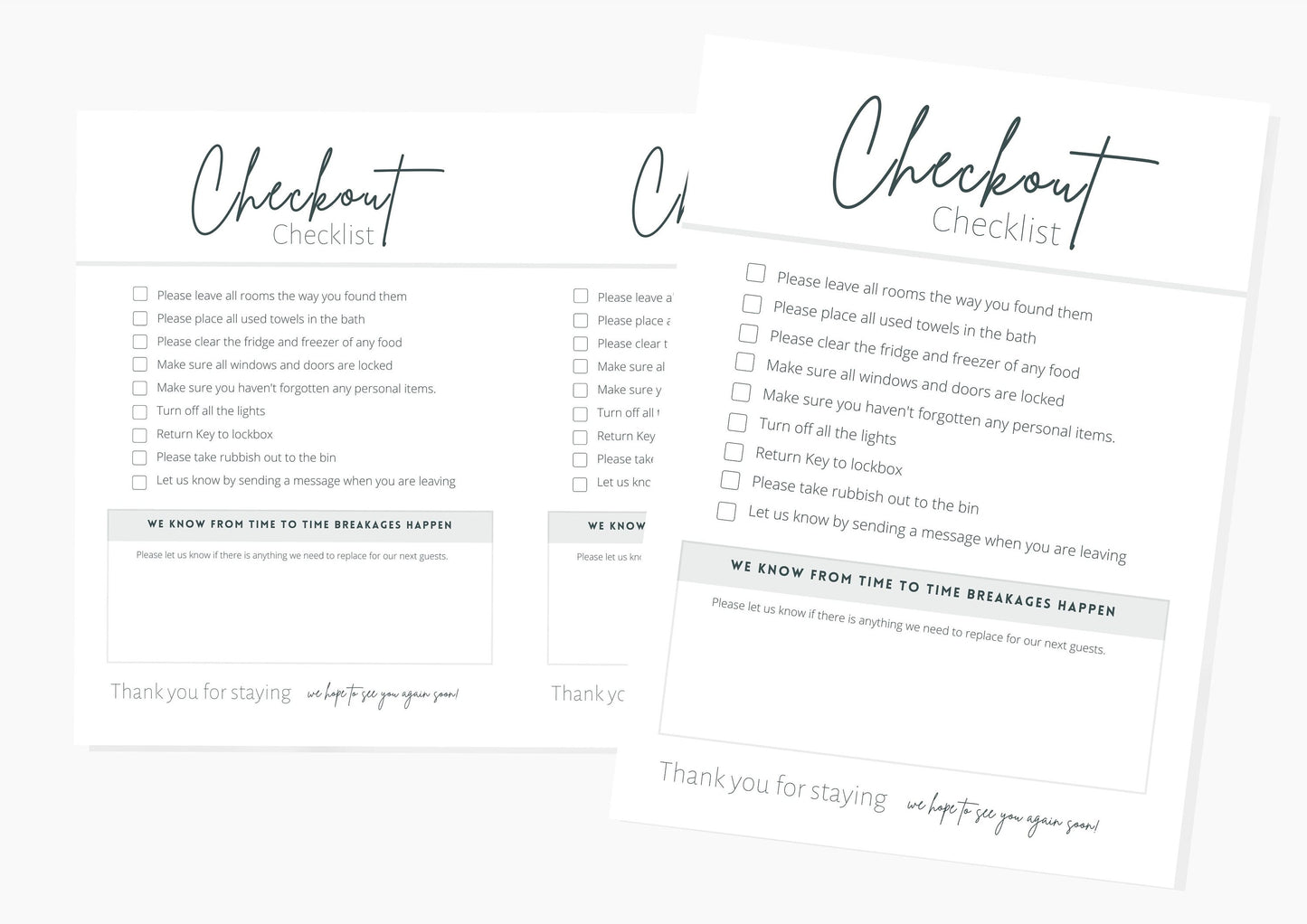 Checkout Checklists | Canva Template | AirBnb | Host | VRBO | Printables | Home Rental | Vacation Template | Checklist | Nevada Blue