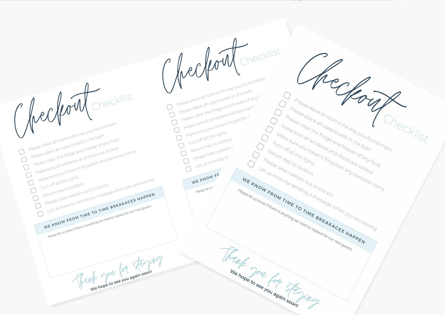 Checkout Checklists | Canva Template | AirBnb | Host | VRBO | Printables | Home Rental | Vacation Template | Bamboo Leaf Beach House
