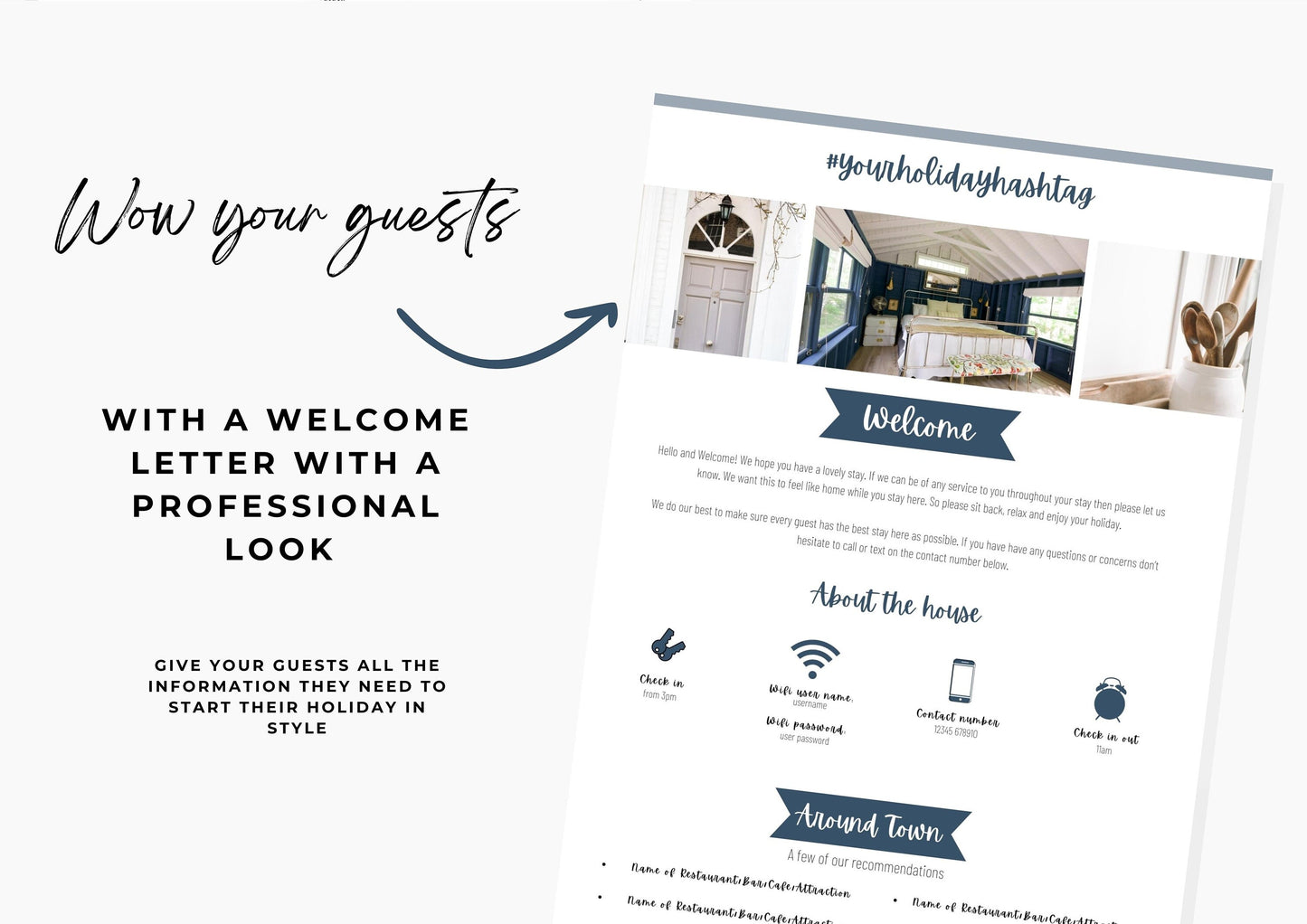 Welcome Letter | Canva Template | AirBnb | Host Guide | Airbnb Host Welcome Letter | Home Rental | Vacation | VRBO | US Letter | Lapis Blue