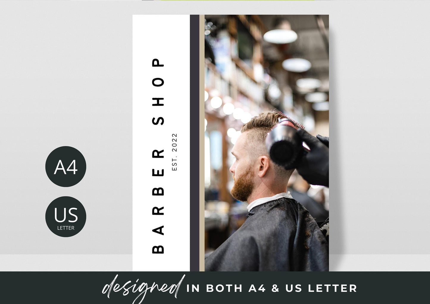 Barber Shop Elegance: Modern and Stylish Customisable Template for Your Barber Shop, Editable price list for your business.