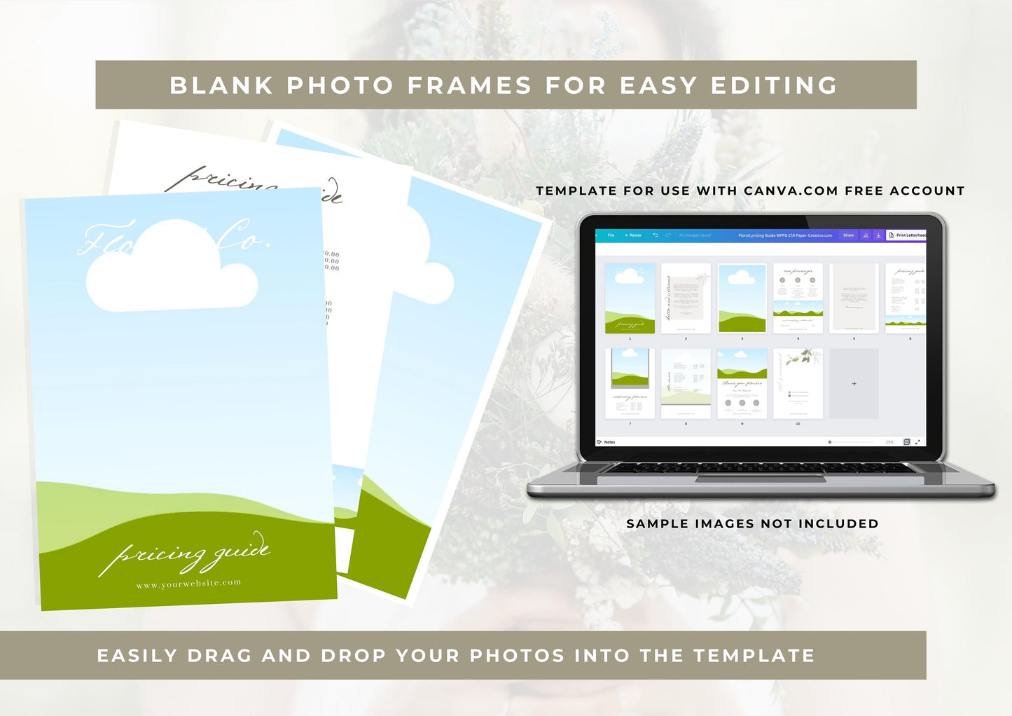 Customisable Wedding Florist Pricing Guide Template - Showcase Your Floral business with this Editable and Professional Template - Calla