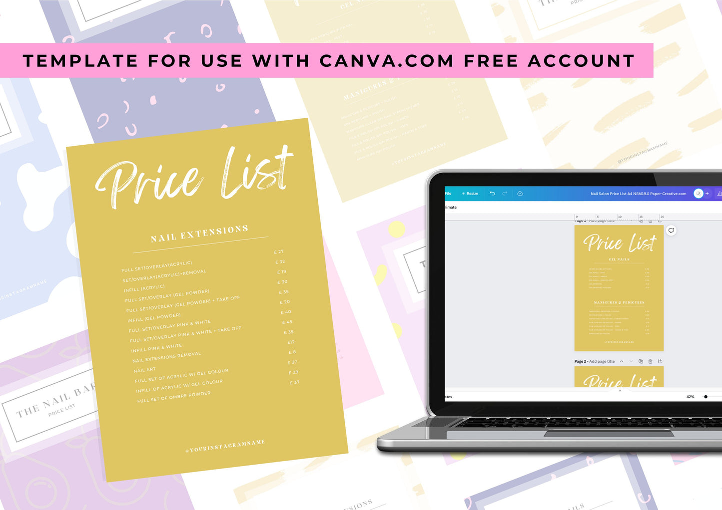 Nail Salon Services Pricing Menu | Pricing Guide | Nail Salon Template | Brochure Template | Business Template | Lemon Drop
