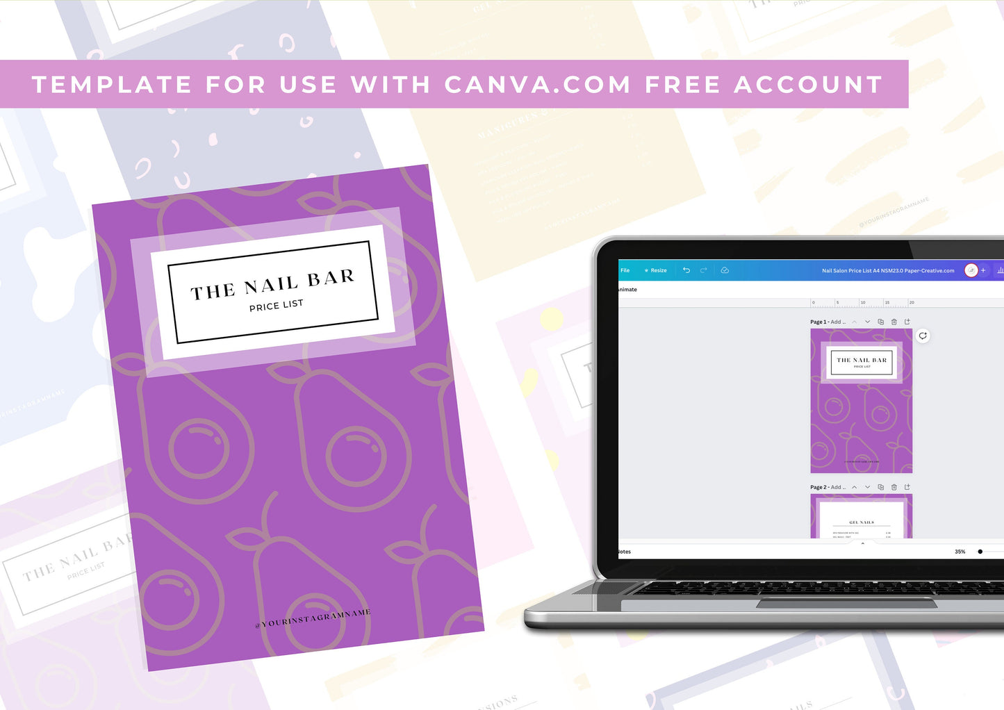 Nail Salon Services Pricing Menu | Pricing Guide | Nail Salon Template | Brochure Template | Business Template | Blackberry Avocado