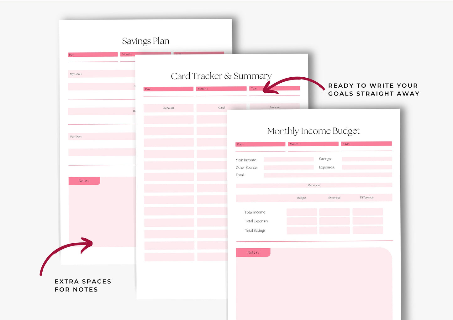 Debt and Finance Planner BUNDLE! A4, Budget Planner, Printable Savings Planner, Debt, Bill, Spending, Income and Expenses Trackers, Cherry