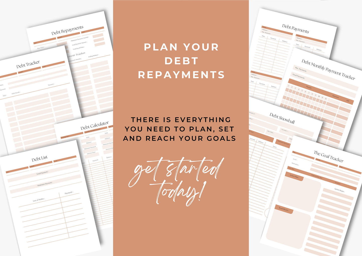 Debt Repayment Planner! Debt Tracker, Printable Planner, Debt planning, US Letter, Burnt Orange