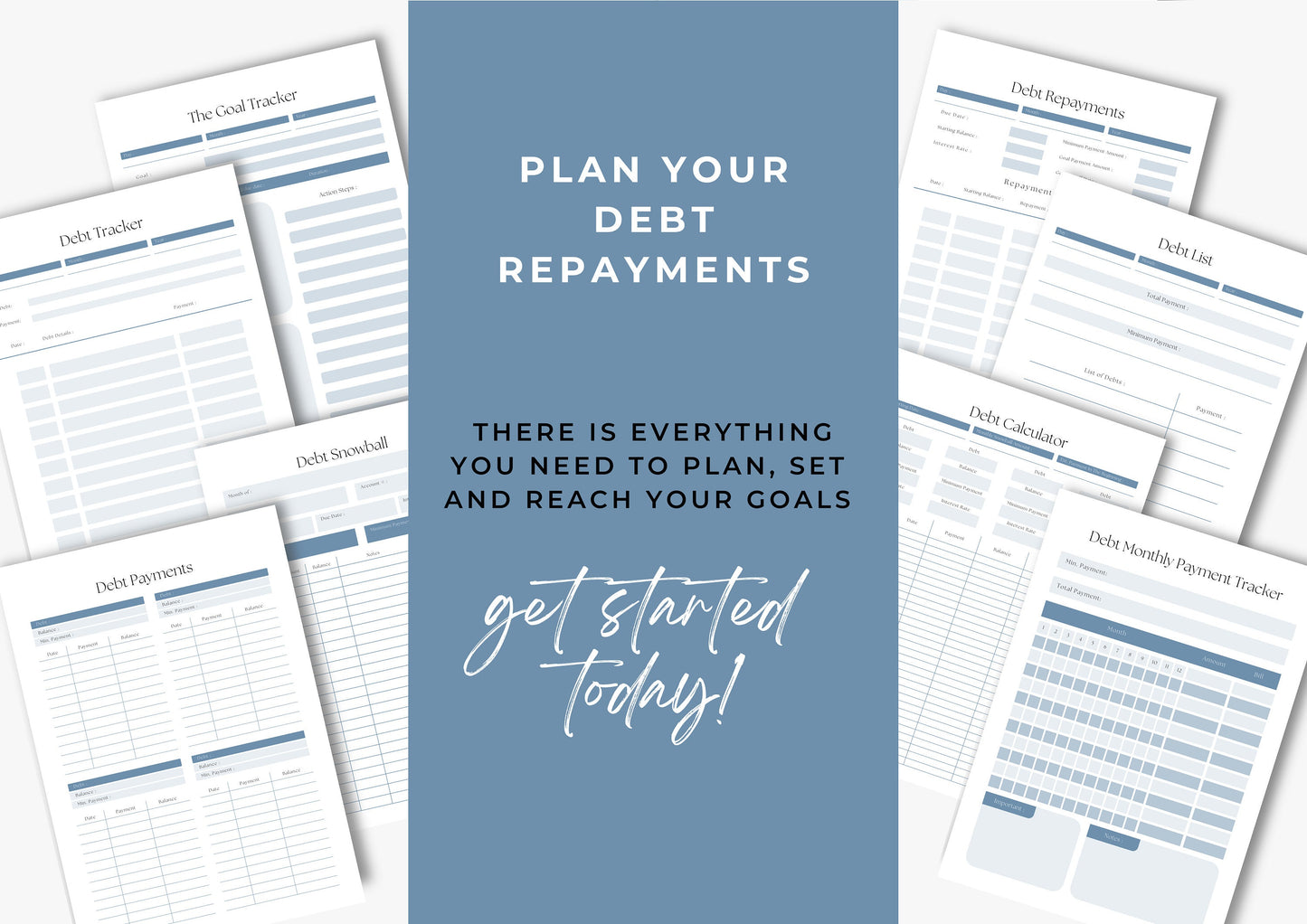 Debt Repayment Planner! Debt Tracker, Printable Planner, Debt planning, US Letter, Steel Blue