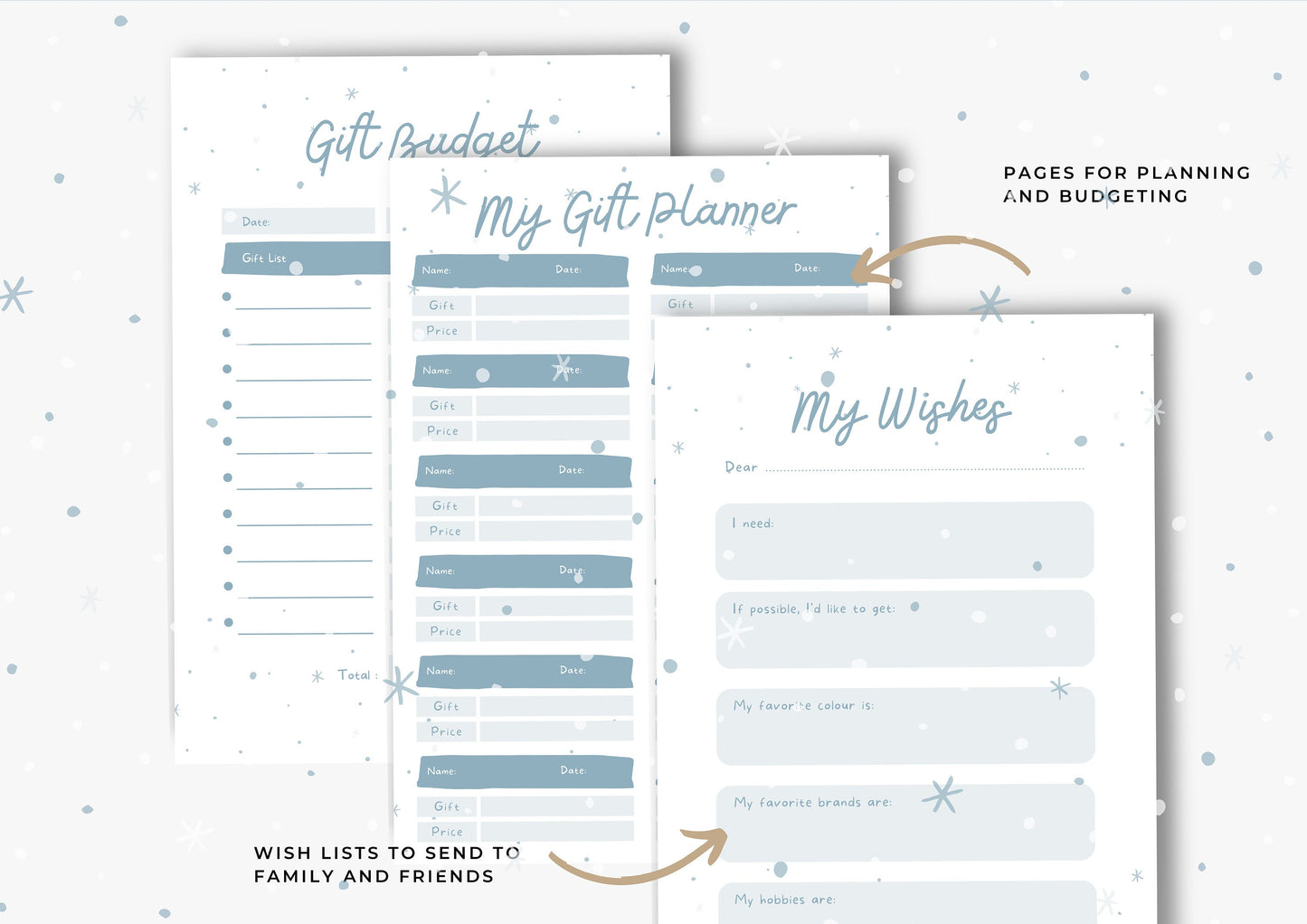 Wish List and Gift Planner, Gift Budget Planner Instant Download