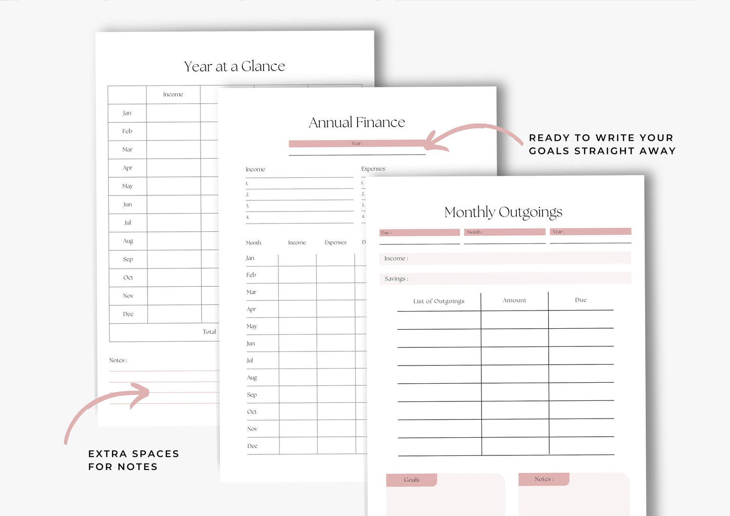 Debt and Finance Planner BUNDLE! Budget Planner, Printable Savings Planner, Debt, Bill, Spending, Income and Expenses Trackers A4 Pink
