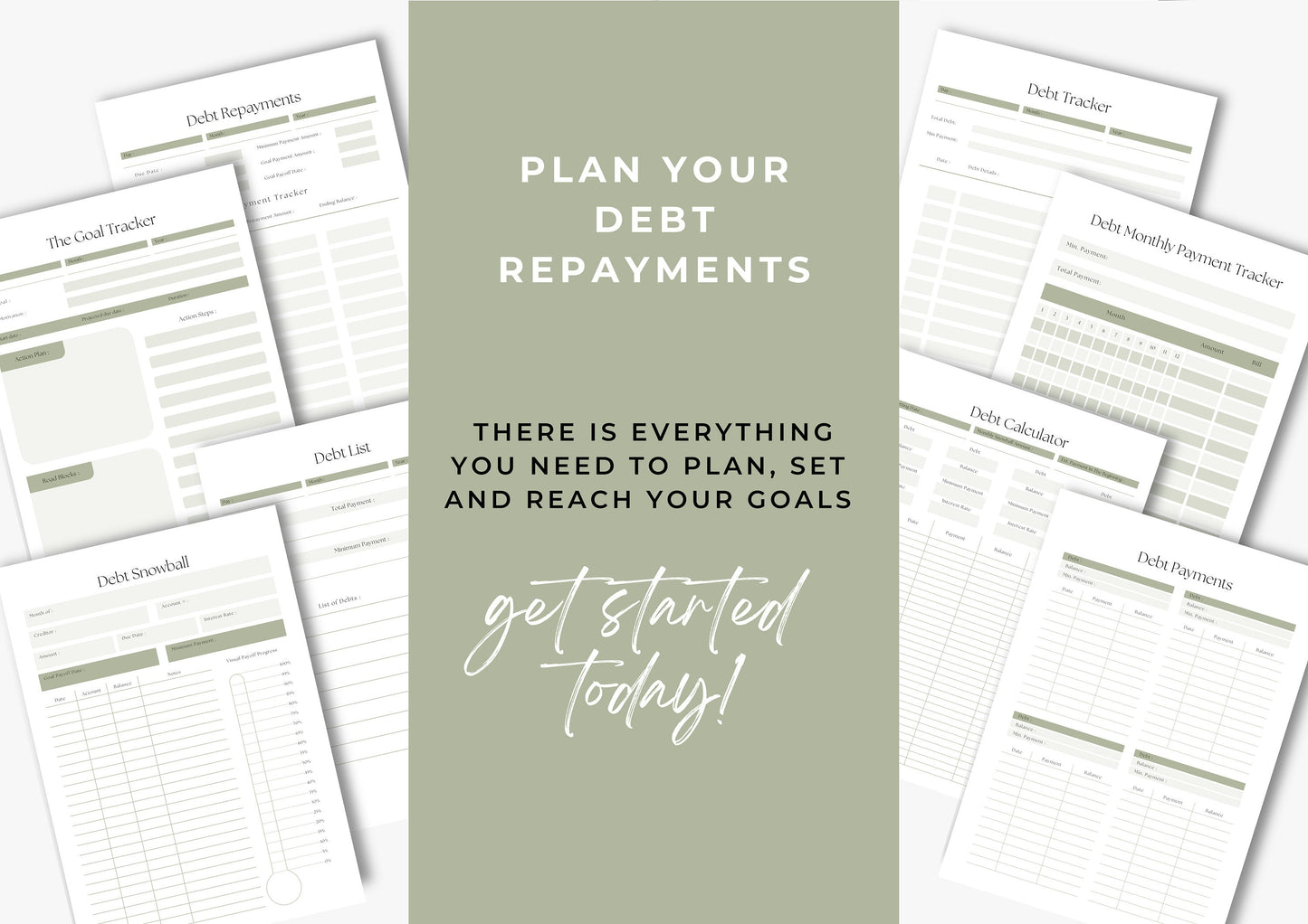 Debt Repayment Planner! Debt Tracker, Printable Planner, Debt planning, US Letter, Sage