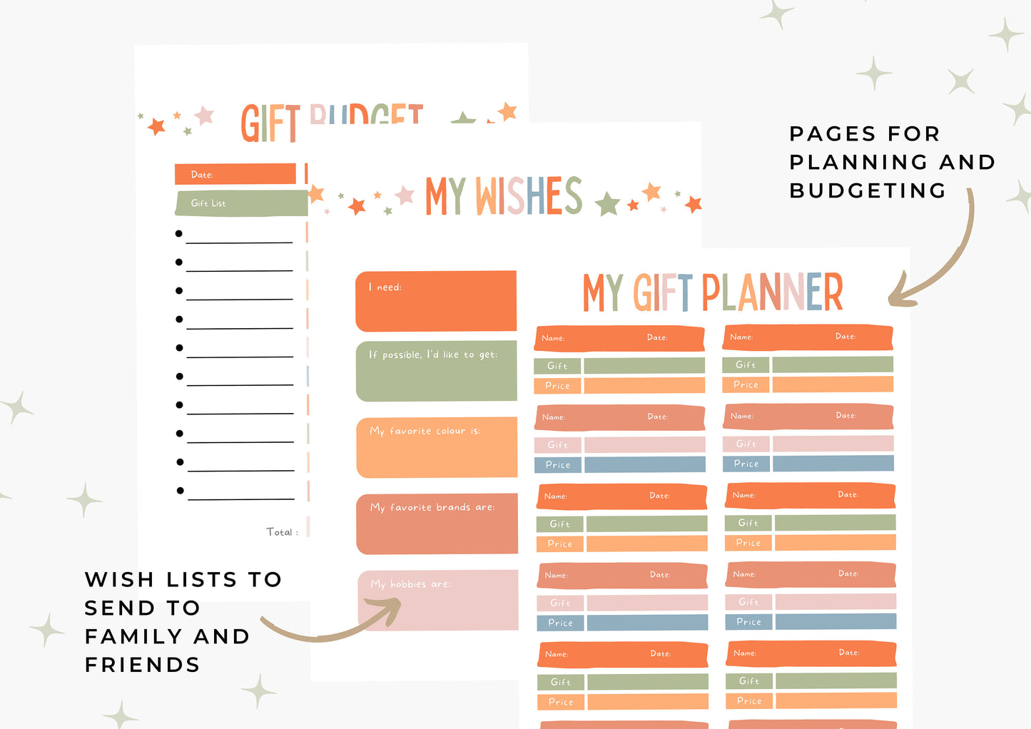 Wish List and Gift Planner, Gift Budget Planner Crumbles