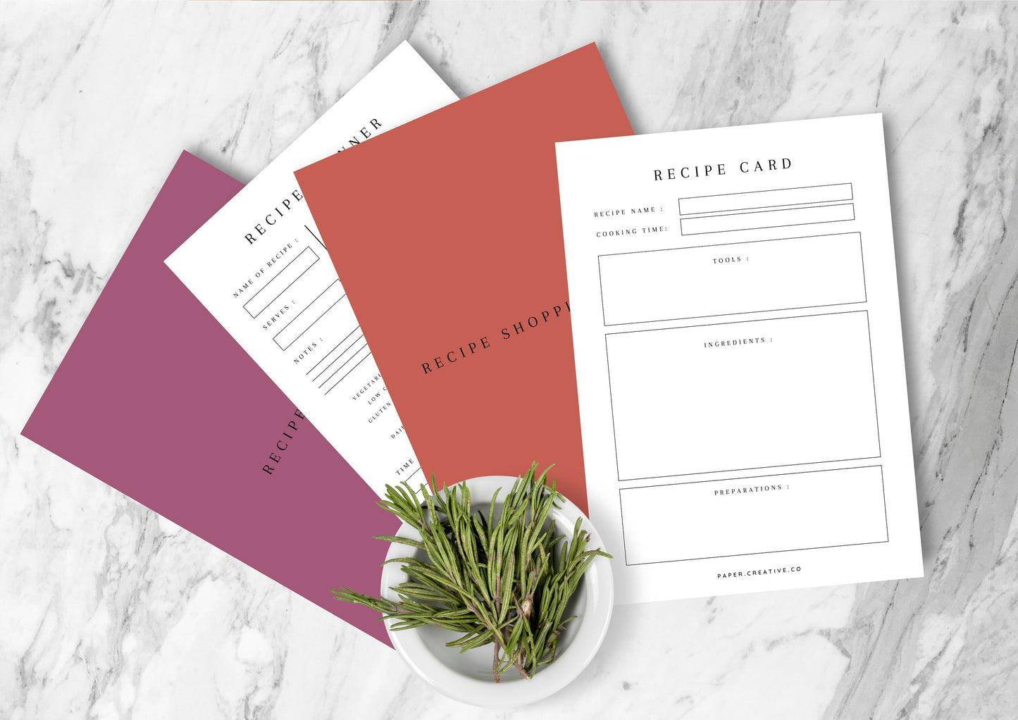 Recipe Cards and Menu Planner, Family Recipe Planner, instant download, Sunset Hue