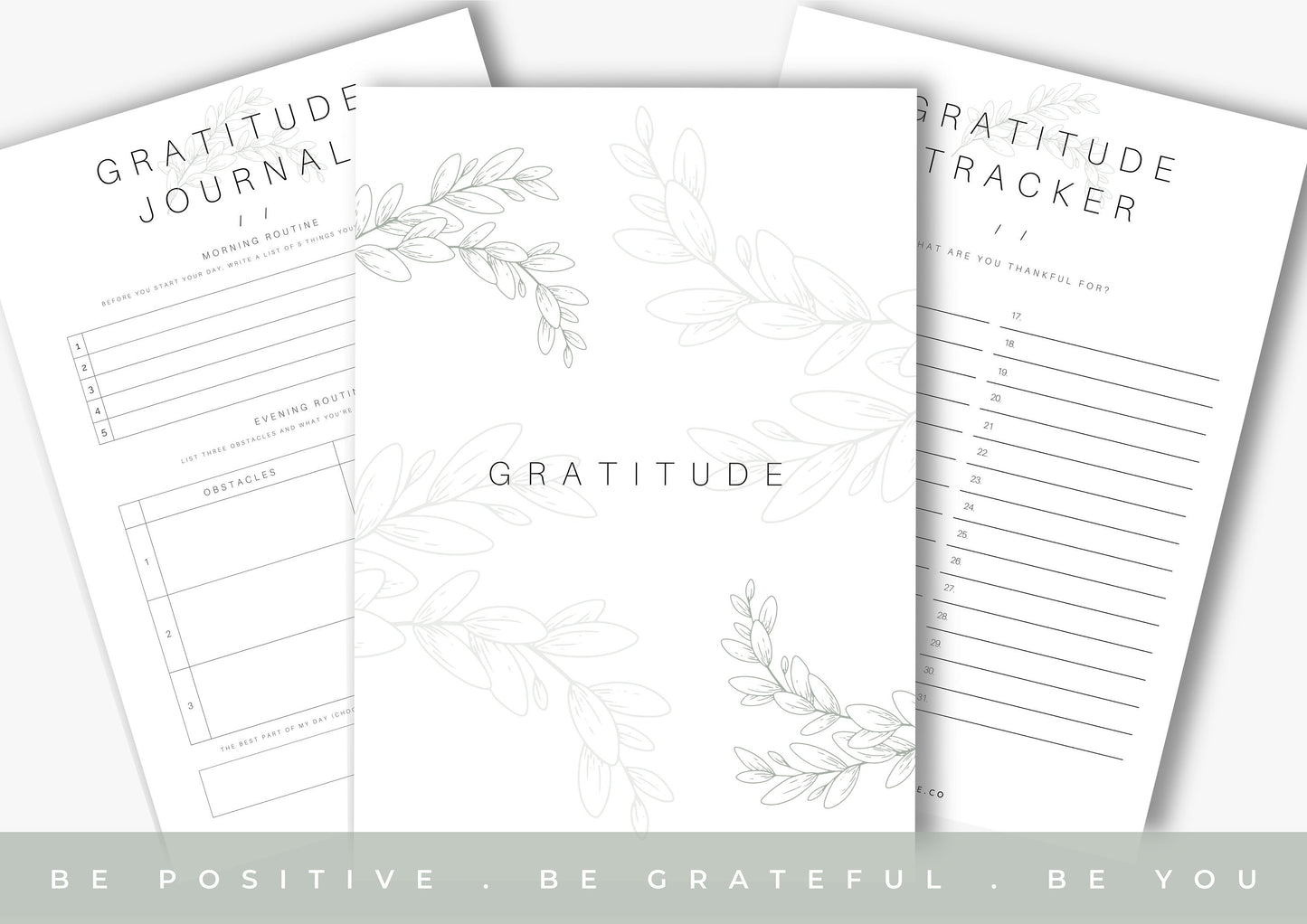 Gratitude Journal, Positivity and Mindfulness Planner, Simple leaf Journal