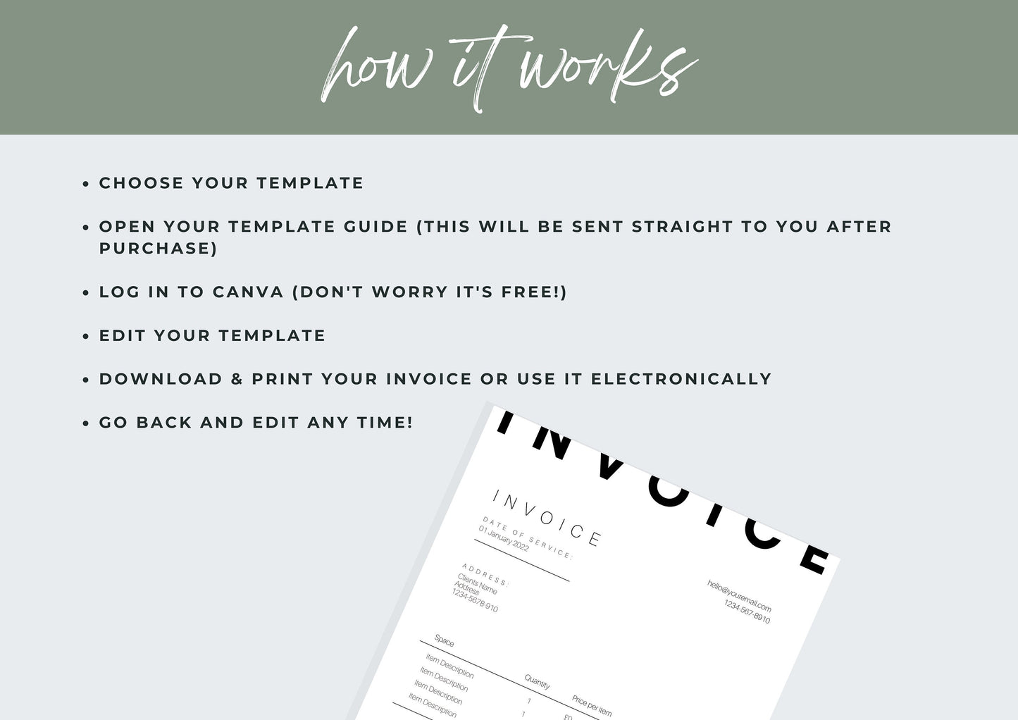Invoice Template | Services Invoice | Fully Editable | Instant Download | Printable | Digital Download | Bold and Modern