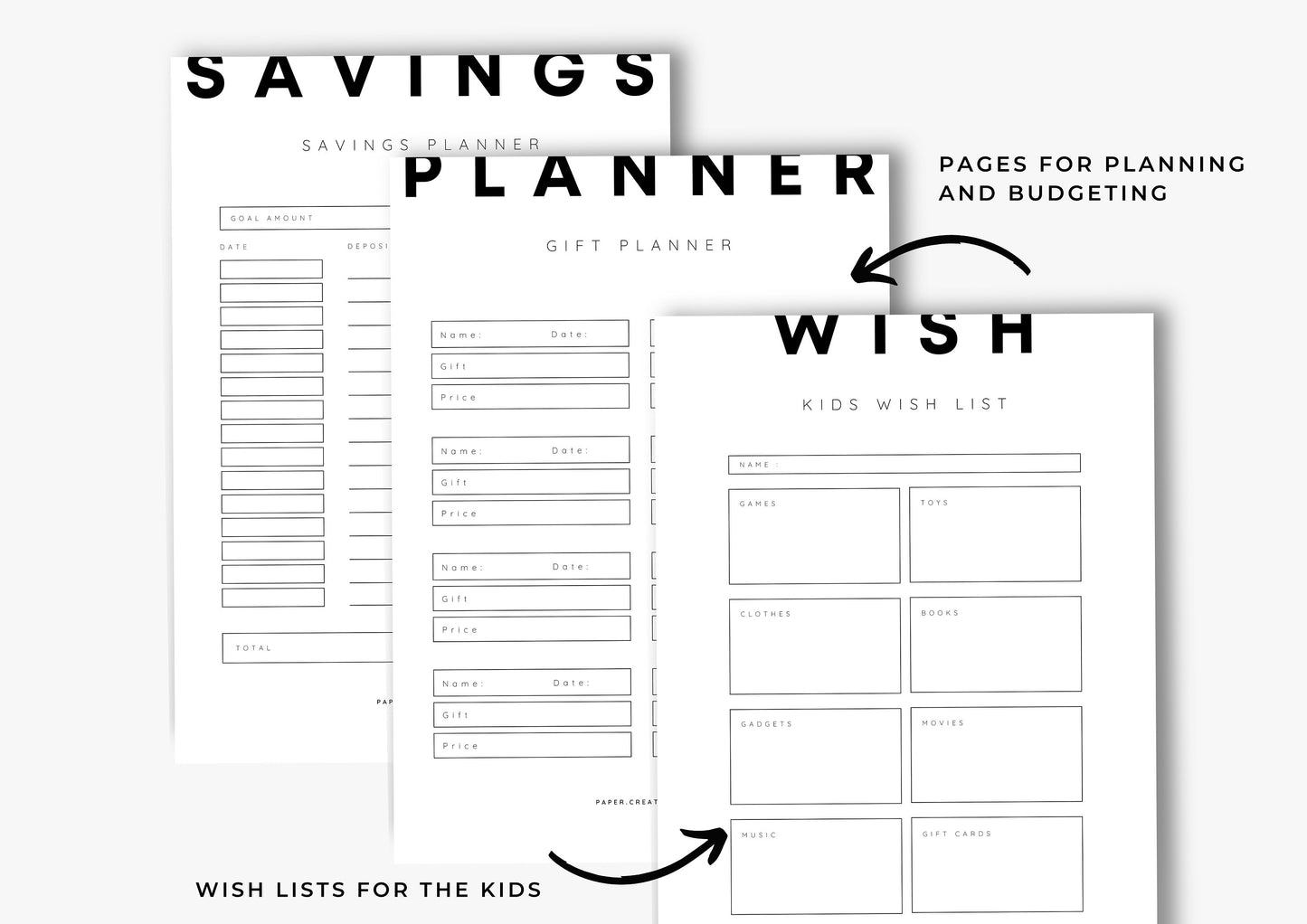 Gift Planner Printable, Gift Budgeting, Gift Tracker, Gift List Printable Minimal
