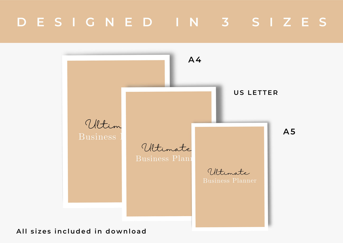 Ultimate business Planner, Sales tracking, Productivity planning, Undated Planner, Three sizes included A5 A4 and US Letter, Biscotti Orange