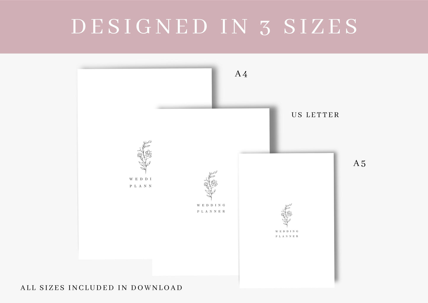 Wedding Planner | Printable Wedding Planner Pages | Printable Planner in three sizes A4,A5, US Letter | Wedding Plan Bundle | Rose Petal