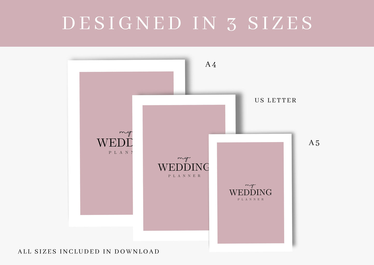 Wedding Planner | Printable Wedding Planner Pages | Printable Planner comes in three sizes A4,A5, US Letter | Wedding Plan Bundle | Rosewood