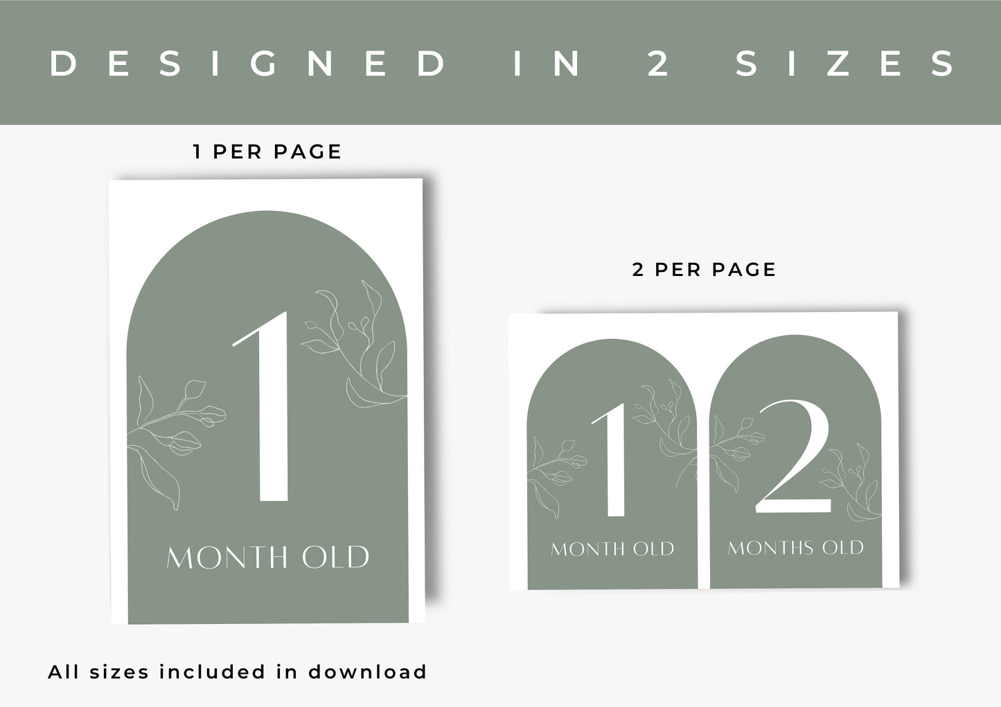 Baby Milestone Cards Printable, Print at Home, Sage