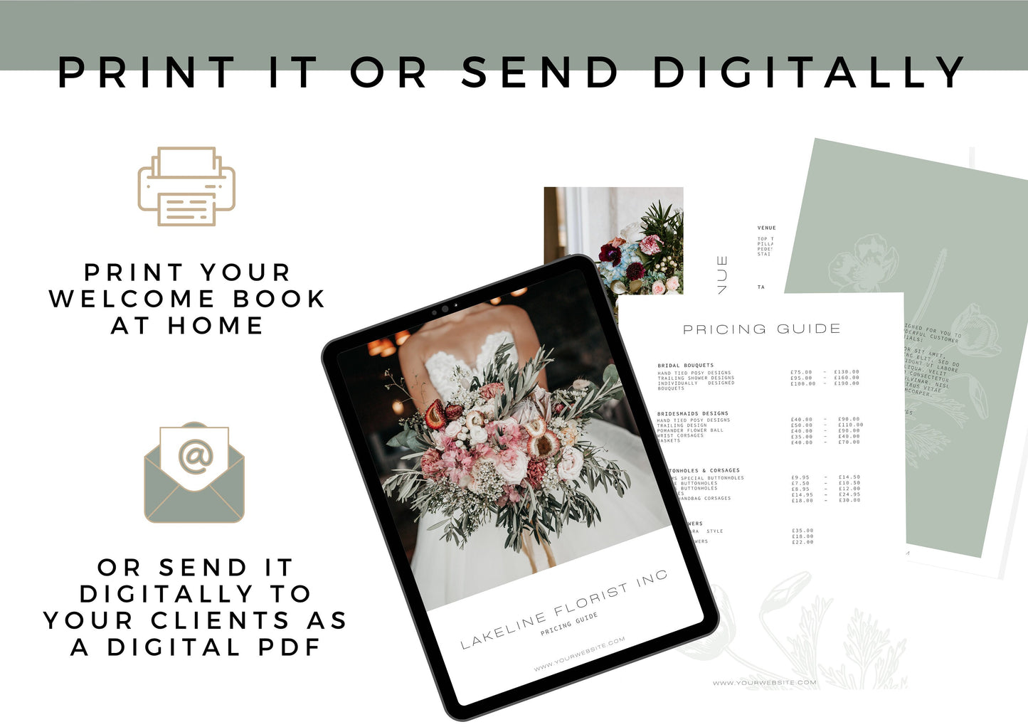 Wedding Florist Pricing Guide , Pricing pages and booklet for Florists, Business Templates for wedding florists. Magnolia