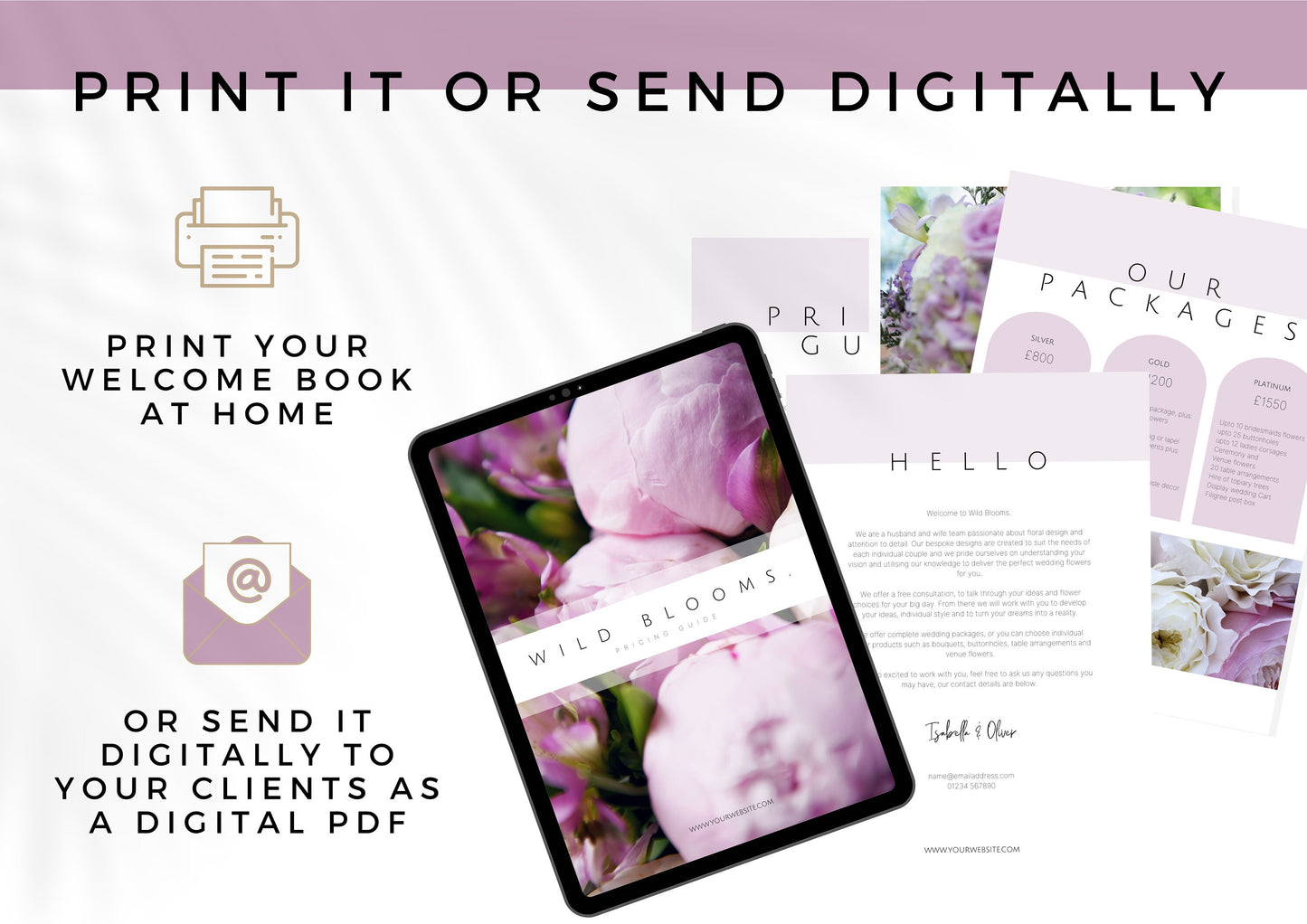 Wedding Florist Pricing Guide - Brochure for Florists - Florist Templates that are easy to edit, Wisteria